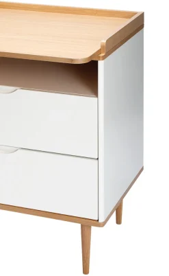 Curve puslekommode - hvid/eg