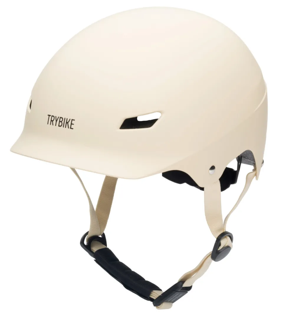 Cykelhjelm med retrolook - cremefarvet S/M