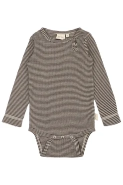 Dante Uld Body Langærmet - Coffee Bean/Dark Off White