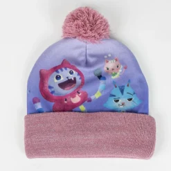 2-Delt Hue og vante sæt - Gabby's Dollhouse - LRØD/LILLA