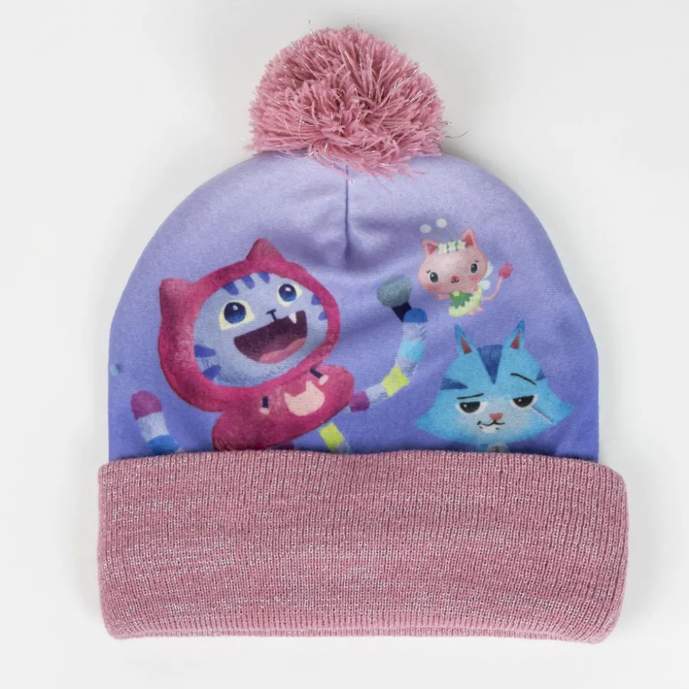 2-Delt Hue og vante sæt - Gabby's Dollhouse - LRØD/LILLA