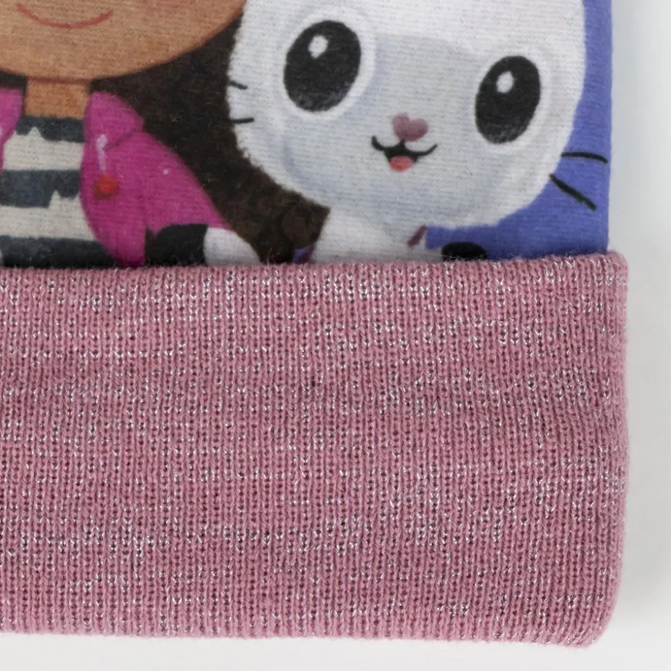 2-Delt Hue og vante sæt - Gabby's Dollhouse - LRØD/LILLA