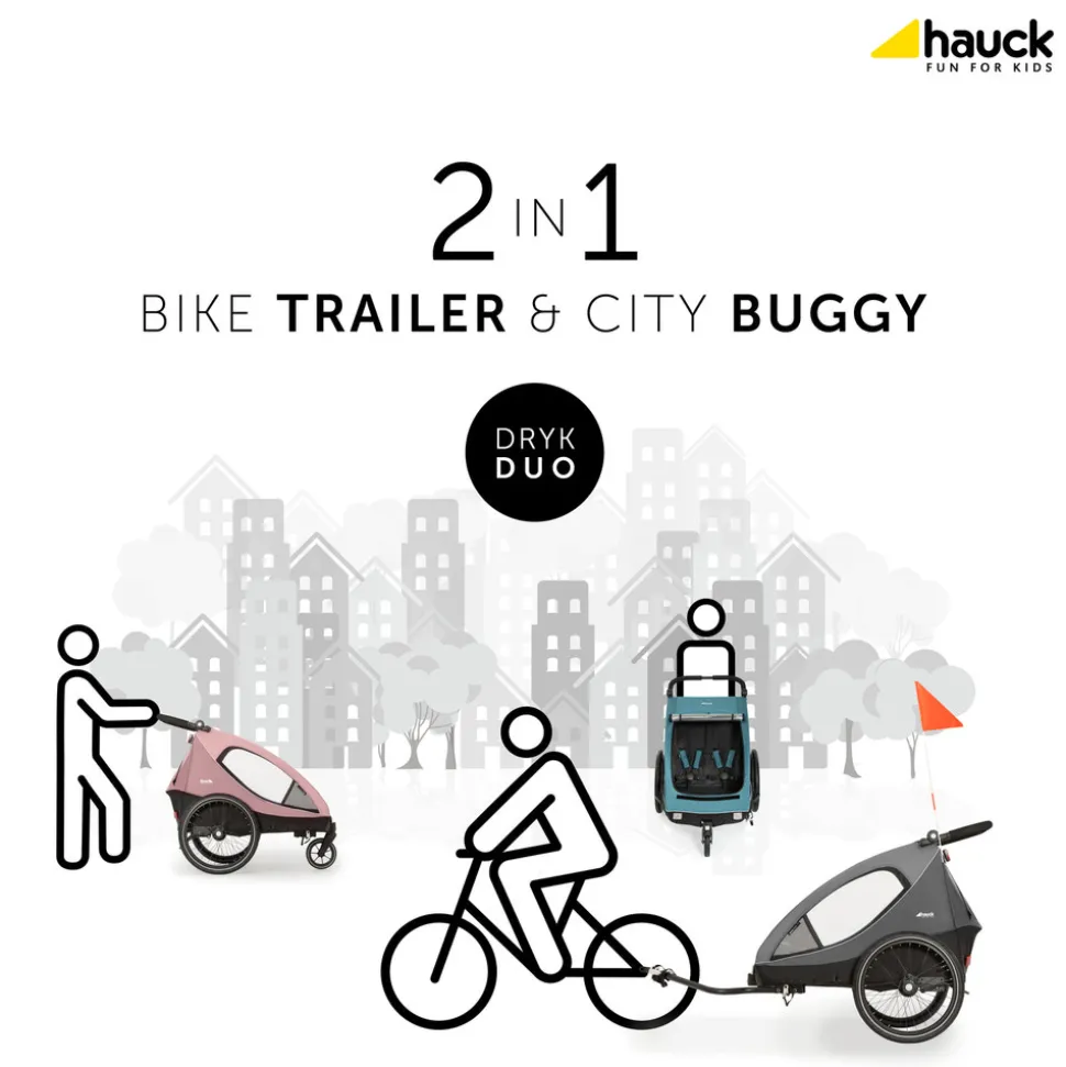 Dryk duo cykelanhænger - melange grey