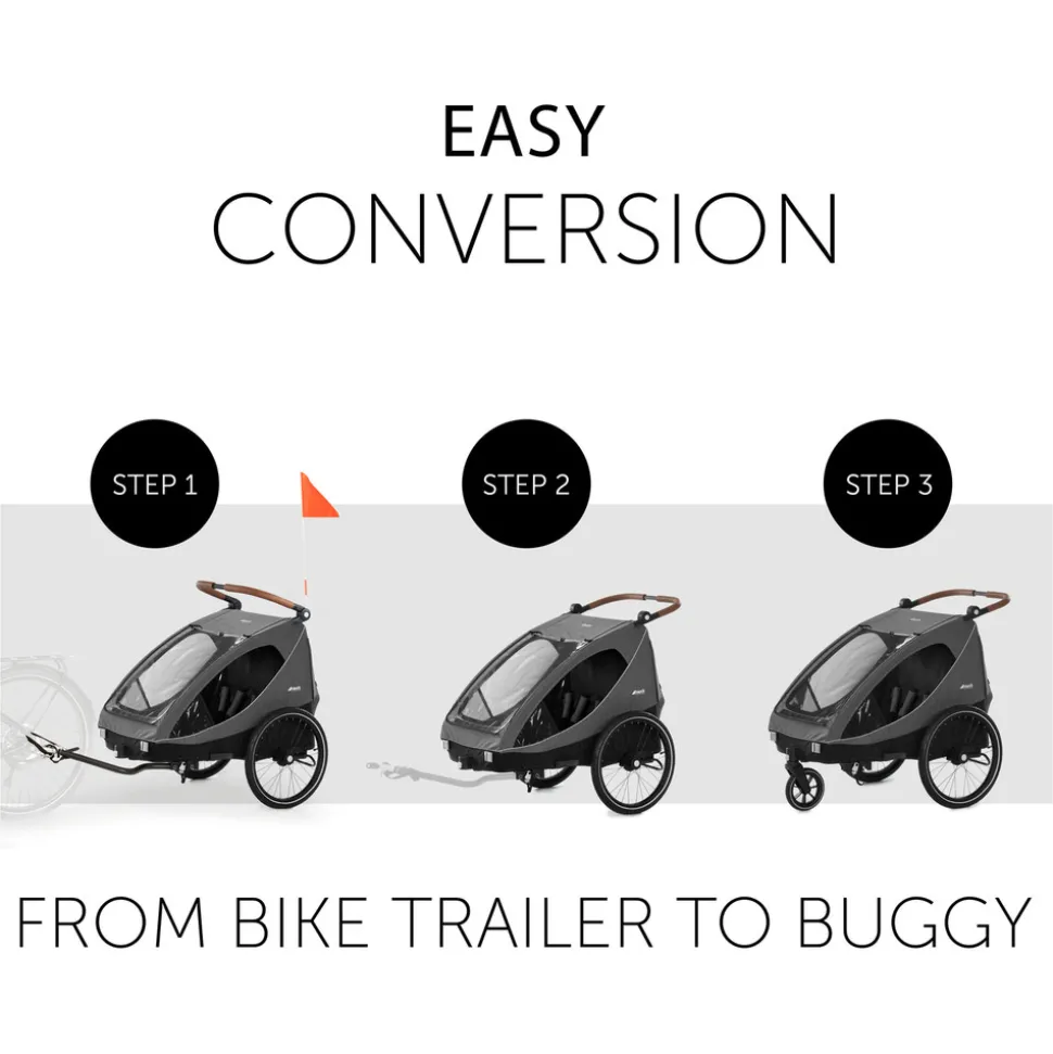 Dryk duo cykelanhænger - melange grey