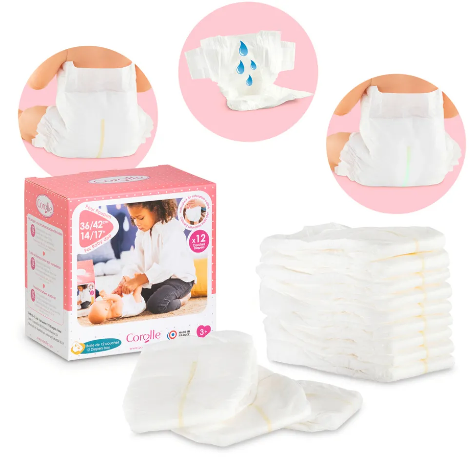 Dukketilbehør, Bleer, 36 cm