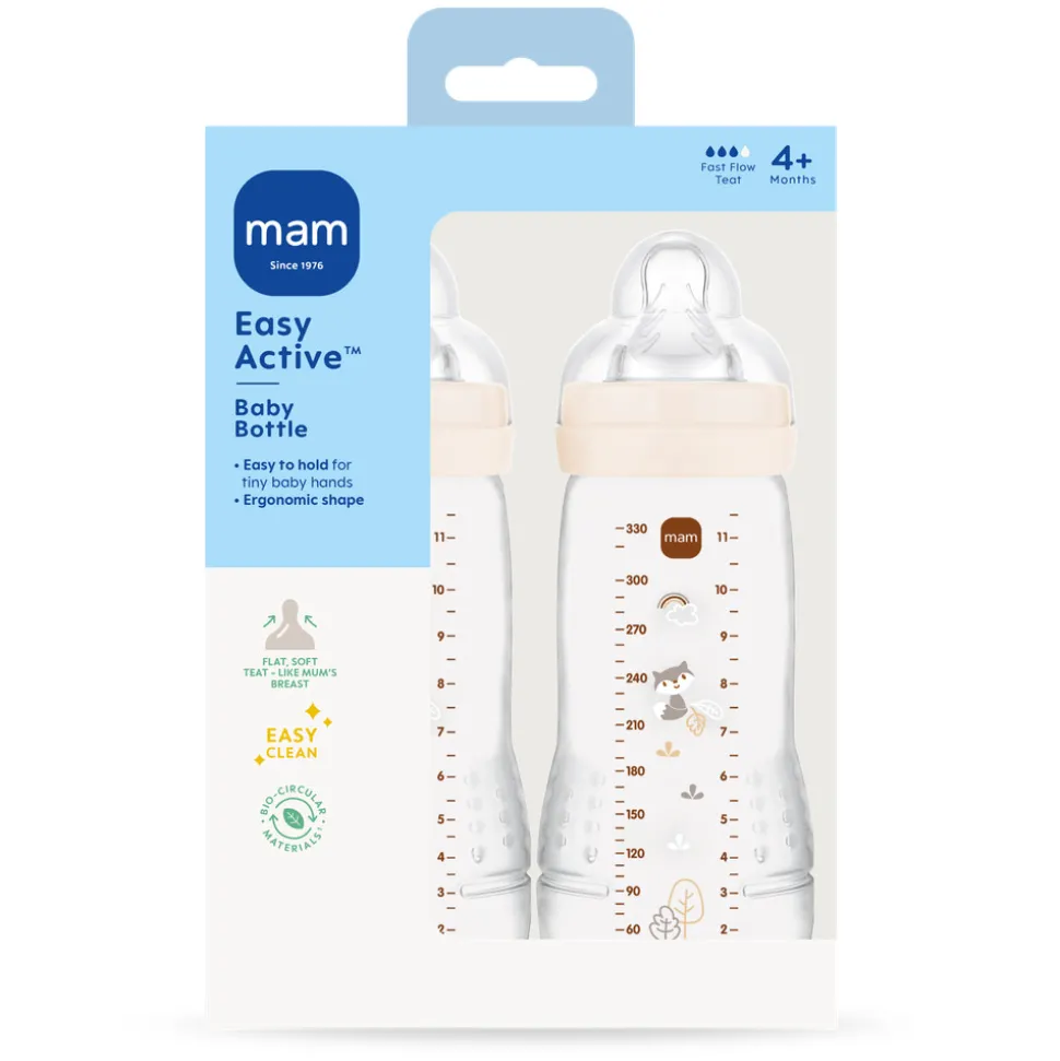 Easy Active Baby Bottle 330ml 2pk Neutral