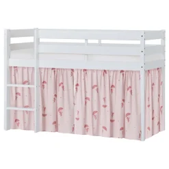 ECO Comfort halvhøj seng hvid, med forhæng rød