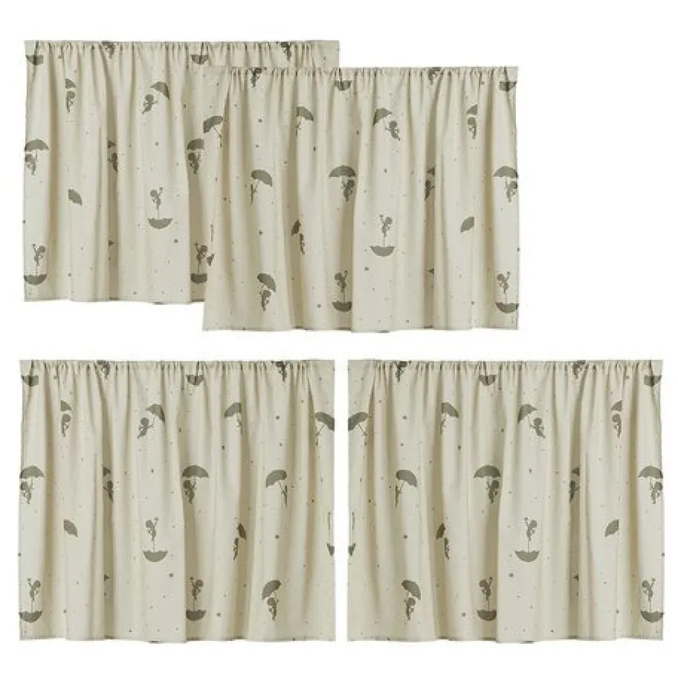 ECO Comfort halvhøj seng hvid, med forhæng grøn