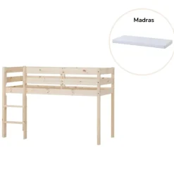 ECO Comfort halvhøj seng med madras - 70x160 cm. - natur