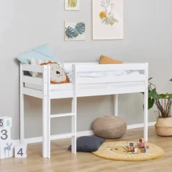 ECO Comfort halvhøj seng med madras 70x160 cm. - hvid