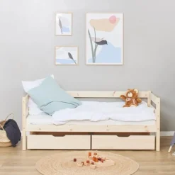 ECO Comfort Juniorseng natur, med sengehest og skuffesæt