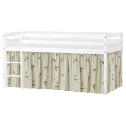 ECO Dream Halvhøj seng (delbar) hvid 90x200, med forhæng grøn