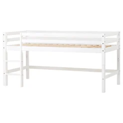 ECO Dream Halvhøj seng (delbar) hvid 90x200, med forhæng grøn