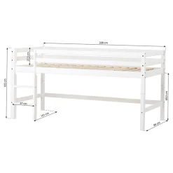 ECO Dream Halvhøj seng (delbar) hvid 90x200, med forhæng grøn