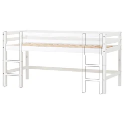 ECO Dream Halvhøj seng (delbar) hvid 90x200, med forhæng grøn