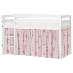 ECO Dream Halvhøj seng (delbar) hvid 70x160, med forhæng rød