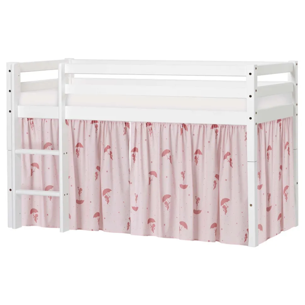 ECO Dream Halvhøj seng (delbar) hvid 70x160, med forhæng rød