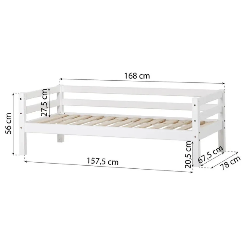 ECO Dream Halvhøj seng (delbar) hvid 70x160, med forhæng rød