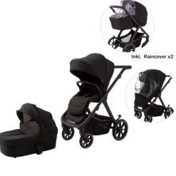 Evoke Kombivogn inkl. regnslag - sort