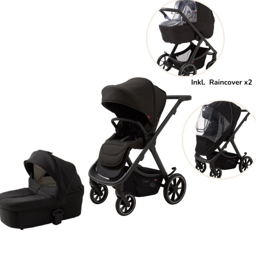 Evoke Kombivogn inkl. regnslag - sort