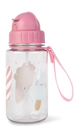 Flaske m. Sugerør - Pink