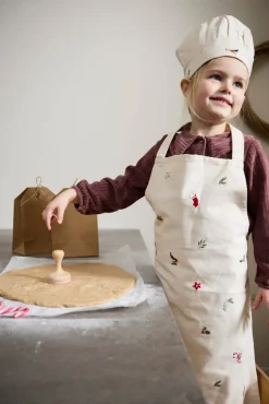 Forklæde og kokkehue m. broderi