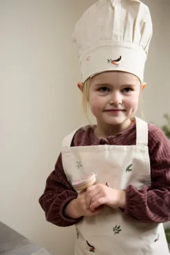 Forklæde og kokkehue m. broderi