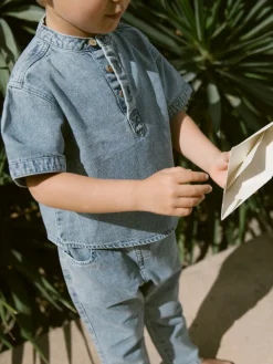 Fundo ss løs dnm skjorte - MEDIUMBLUE