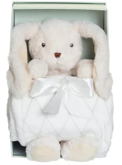 Gaveæske, plysdyr kanin Svea, hvid 30 cm