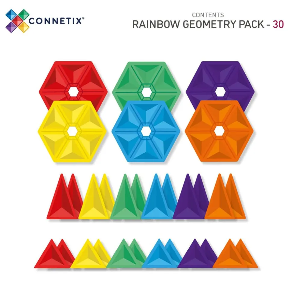 Geometry Pack - magnetsæt 30 dele - rainbow