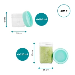 Glas madbøtter - 4x 100ml & 4x 220ml