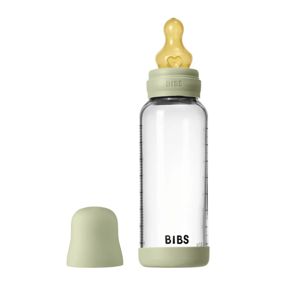 Glass baby bottle latex 240 ml sage