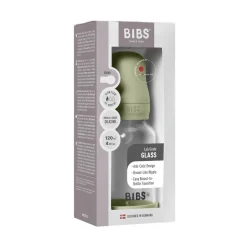 Glass baby bottle silicone 120 ml sage