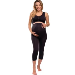 Graviditets leggings m. støtte 3/4 længde sort