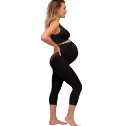Graviditets leggings m. støtte 3/4 længde sort