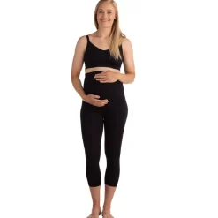 Graviditets leggings m. støtte 3/4 længde sort