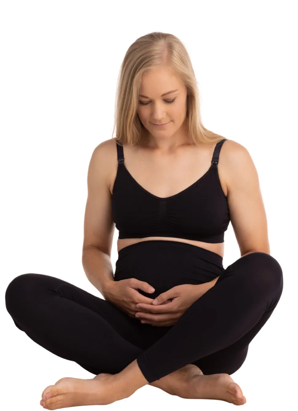Graviditets leggings m. støtte (Recycled) sort s