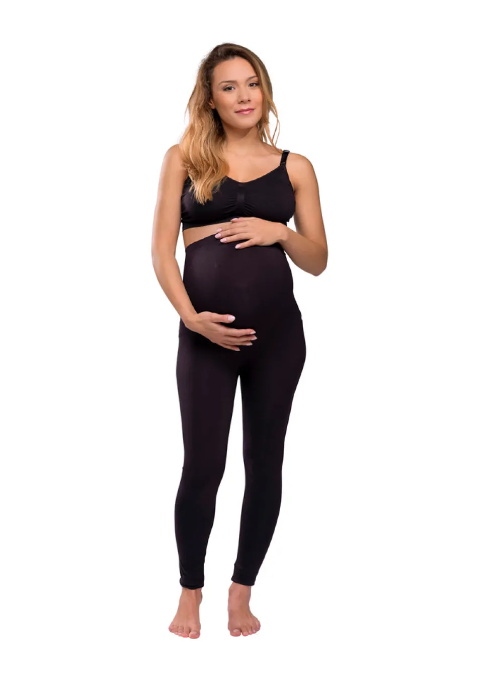 Graviditets leggings m. støtte (Recycled) sort s