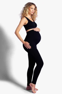 Graviditets Leggings Med Støtte - Sort
