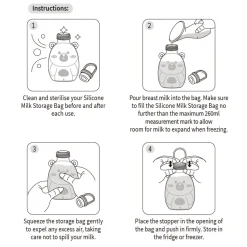 Happii Bear Silikoneposer til mælk, 260ml - 2-pak
