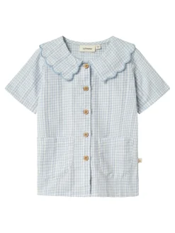 Hazelle kortærmet løs skjorte - ZEN BLUE