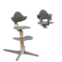 Højstol bøg - natural grey inkl. babysæt