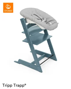 Højstol bøg inkl. newborn sæt - fjord blå