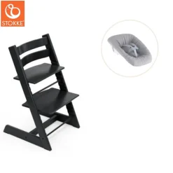 Højstol bøg inkl. newborn sæt - sort