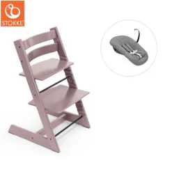 Højstol bøg inkl. newborn sæt - Lilla lavendel