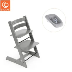 Højstol bøg inkl. newborn sæt - storm grey