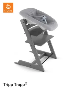 Højstol bøg inkl. newborn sæt - storm grey