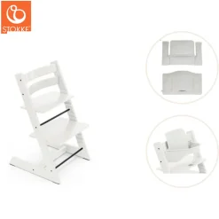 Højstol inkl. babysæt og hynde - hvid