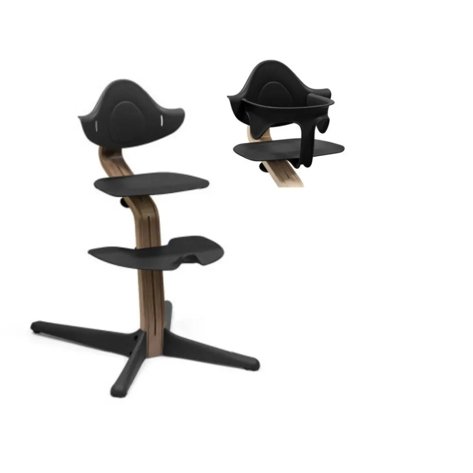 Højstol valnød - black inkl. babysæt