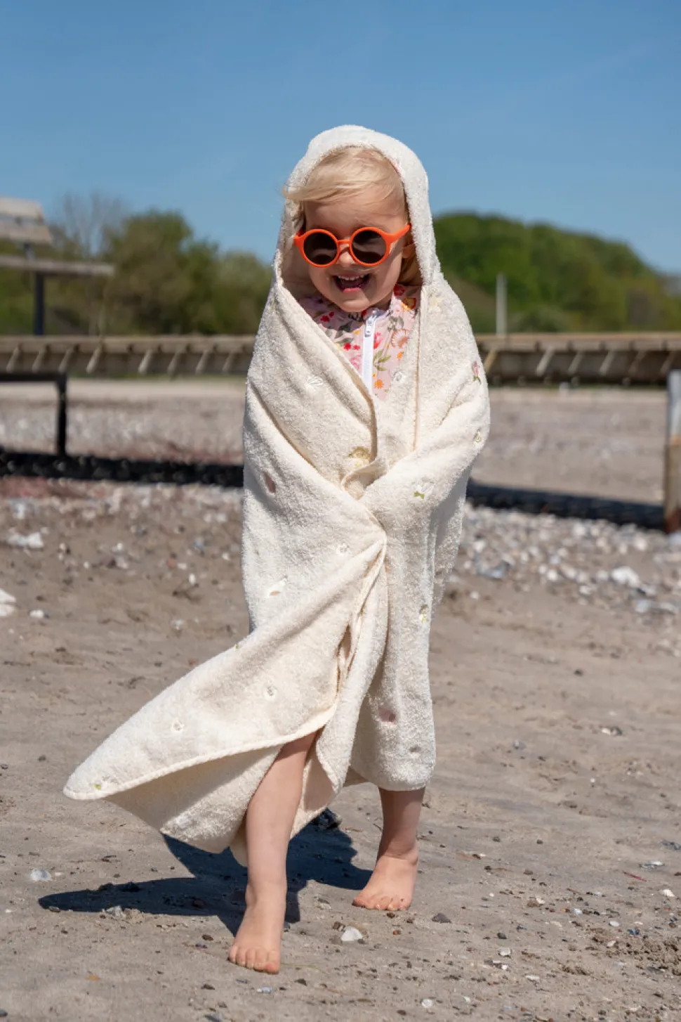 Håndklæde broderet m. hætte - Ocean Blossom